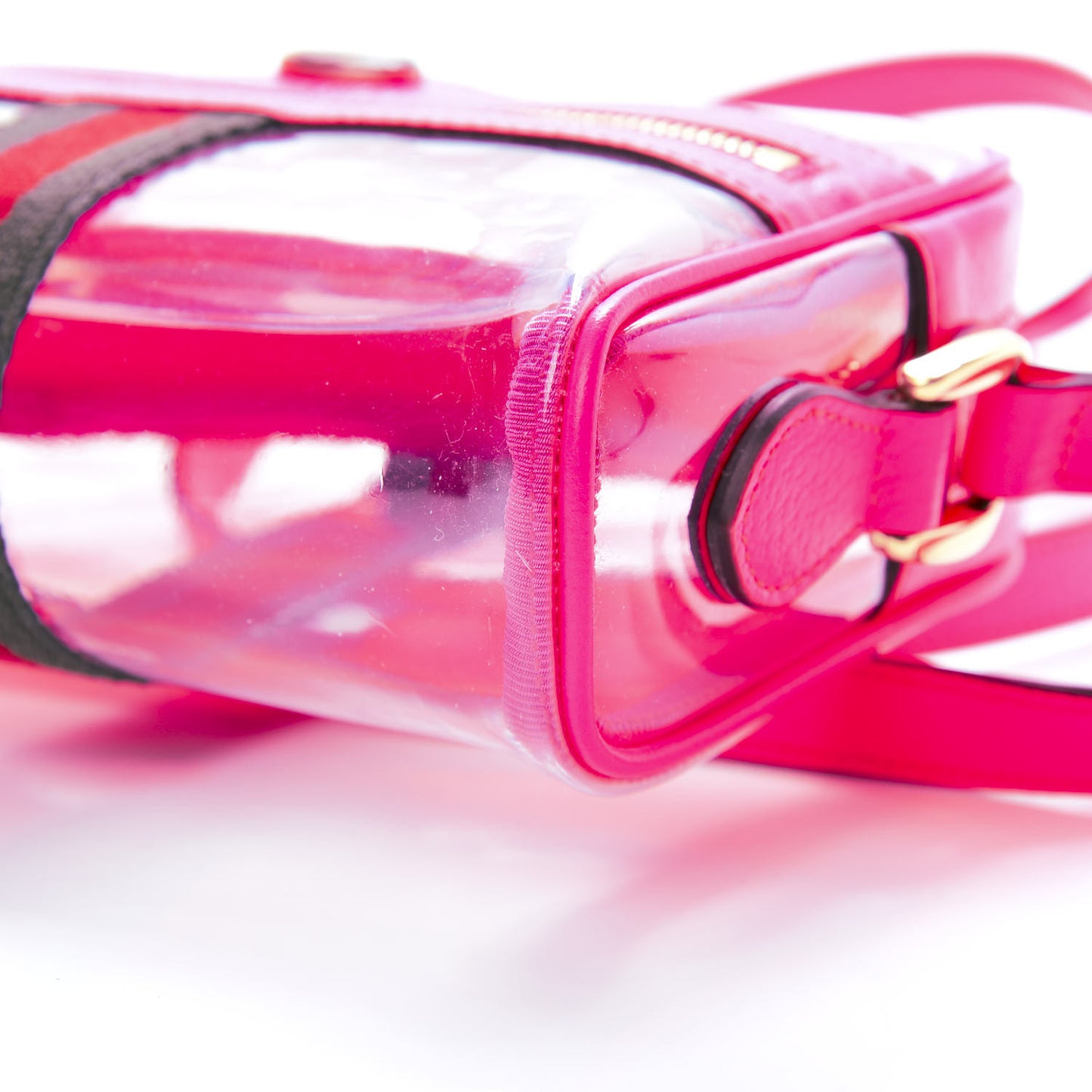 Vinyl Web Mini Ophidia Transparent Shoulder Bag Fluorescent Fuchsia