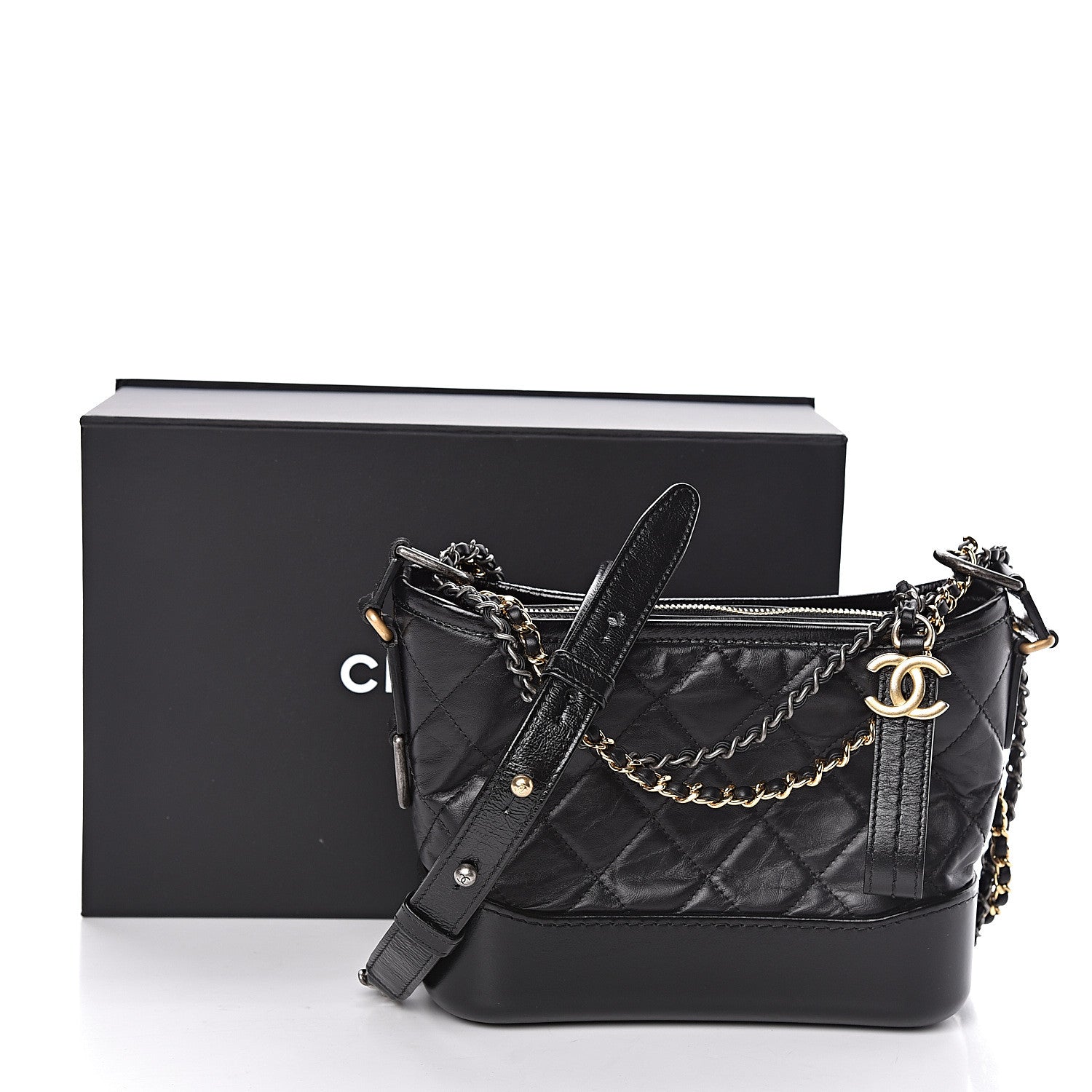 Chanel Aged Calfskin Quilted Small Gabrielle Hobo Black 11 of 11