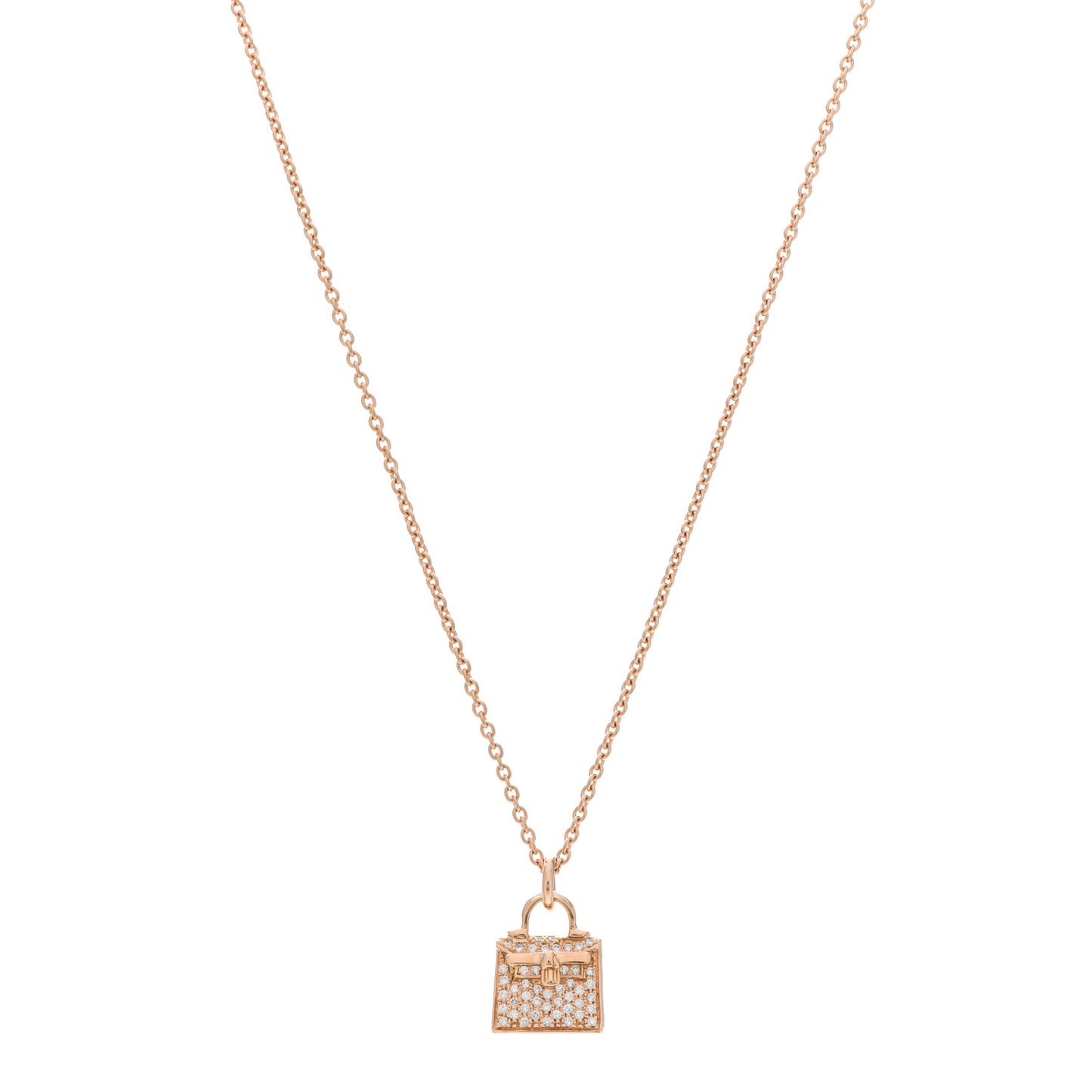 18K Rose Gold Diamond Kelly Amulette Pendant Necklace
