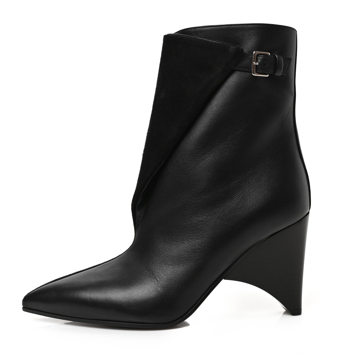 Hermes Suede Goatskin Calfskin Hanae 85 Ankle Boots 37.5 Black 1 of 7