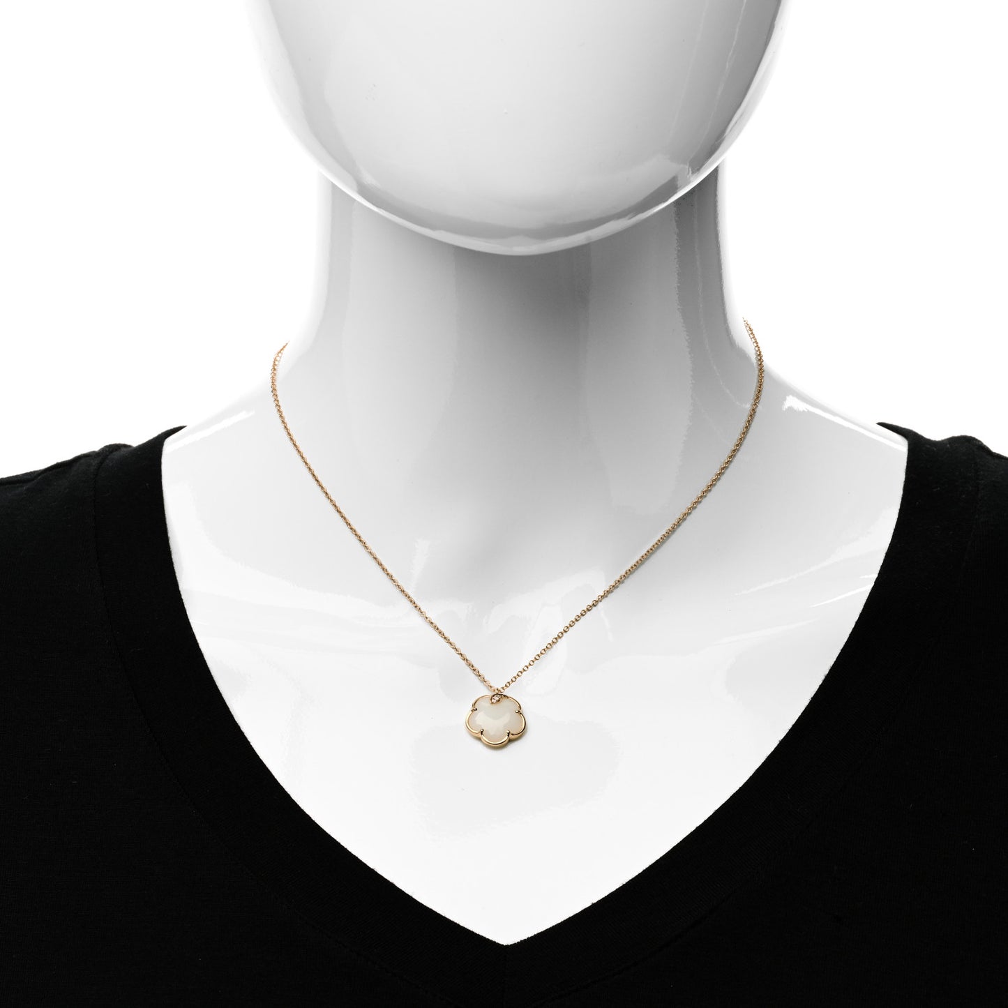 18K Rose Gold Diamond White Agate Petit Joli Necklace