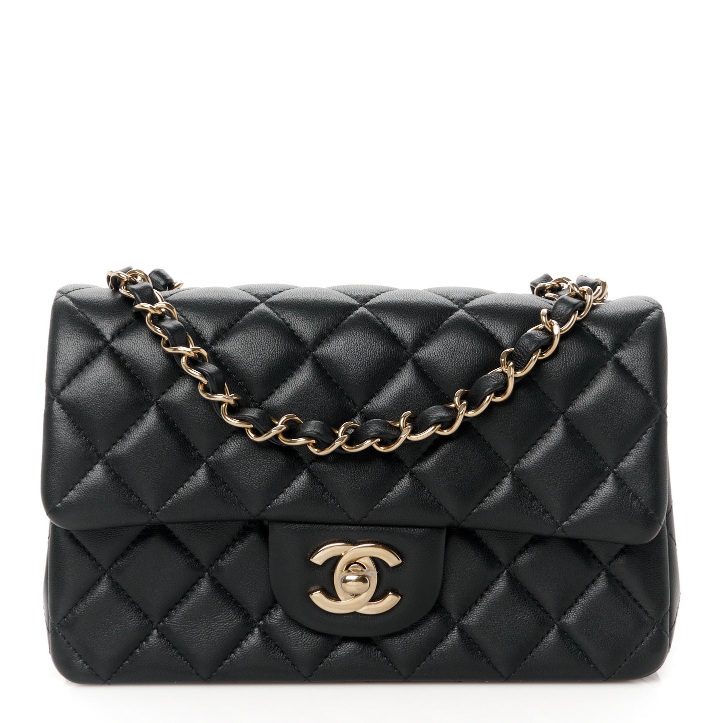 Lambskin Quilted Mini Rectangular Flap Black