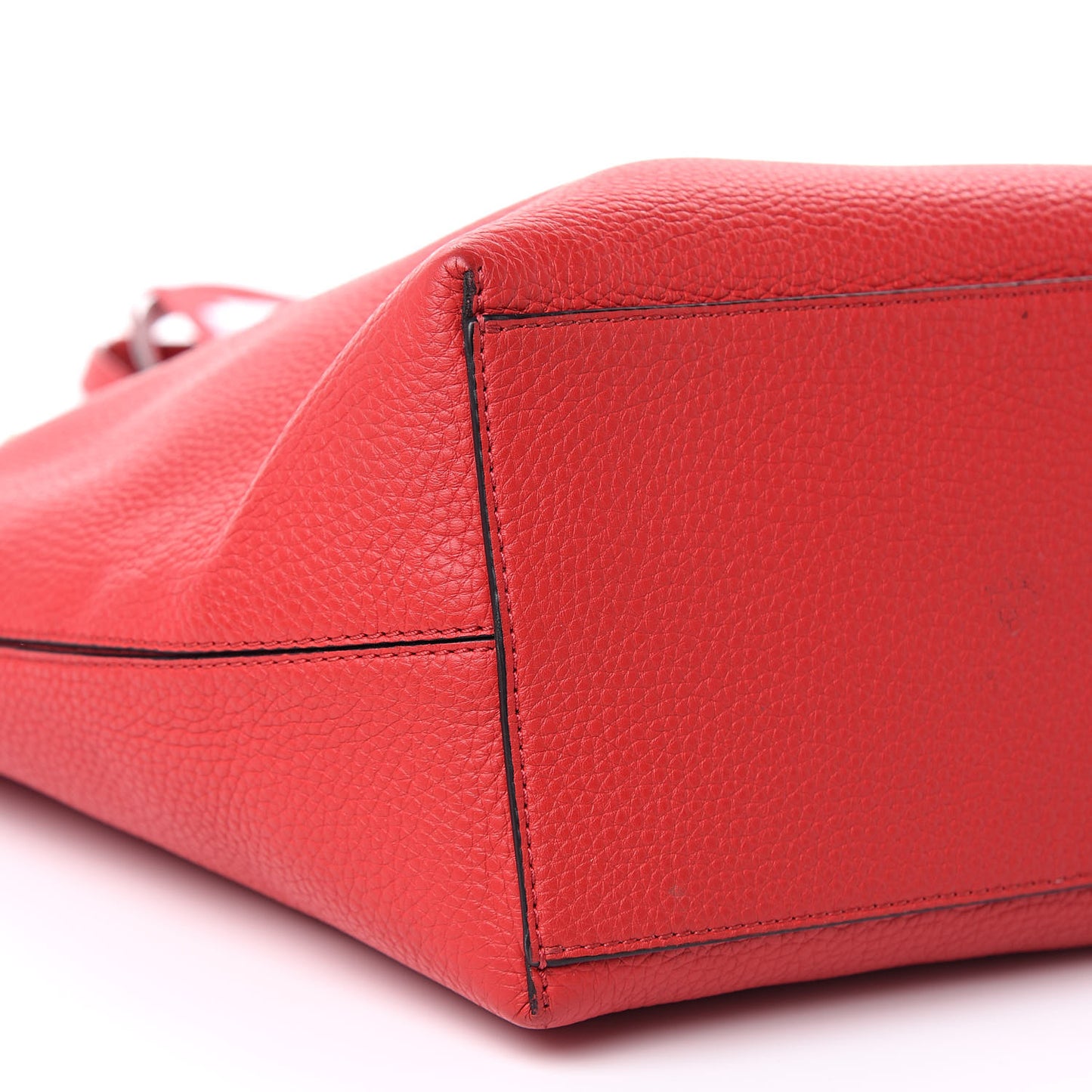 Grained Calfskin Rockstud Shoulder Tote Rouge Pur
