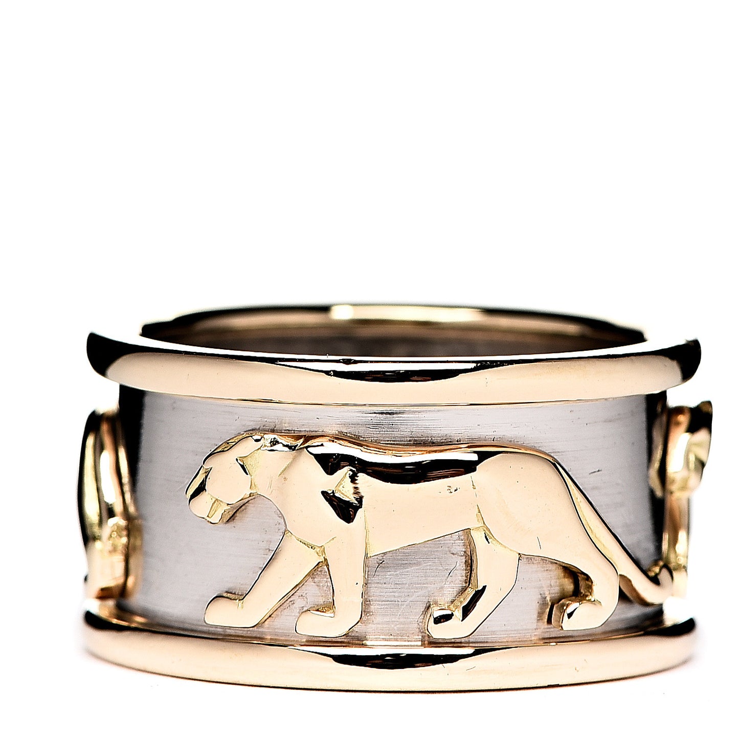 18K Yellow White Gold Panthere Band Ring 60 9