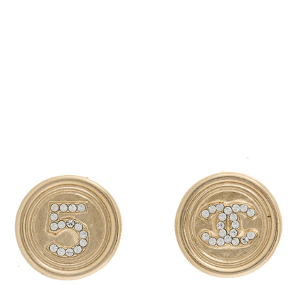 Chanel Crystal CC No 5 Round Earrings Gold 1 of 5