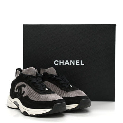 Chanel Fabric Suede Calfskin CC Sneakers 36 Grey Black 9 of 9