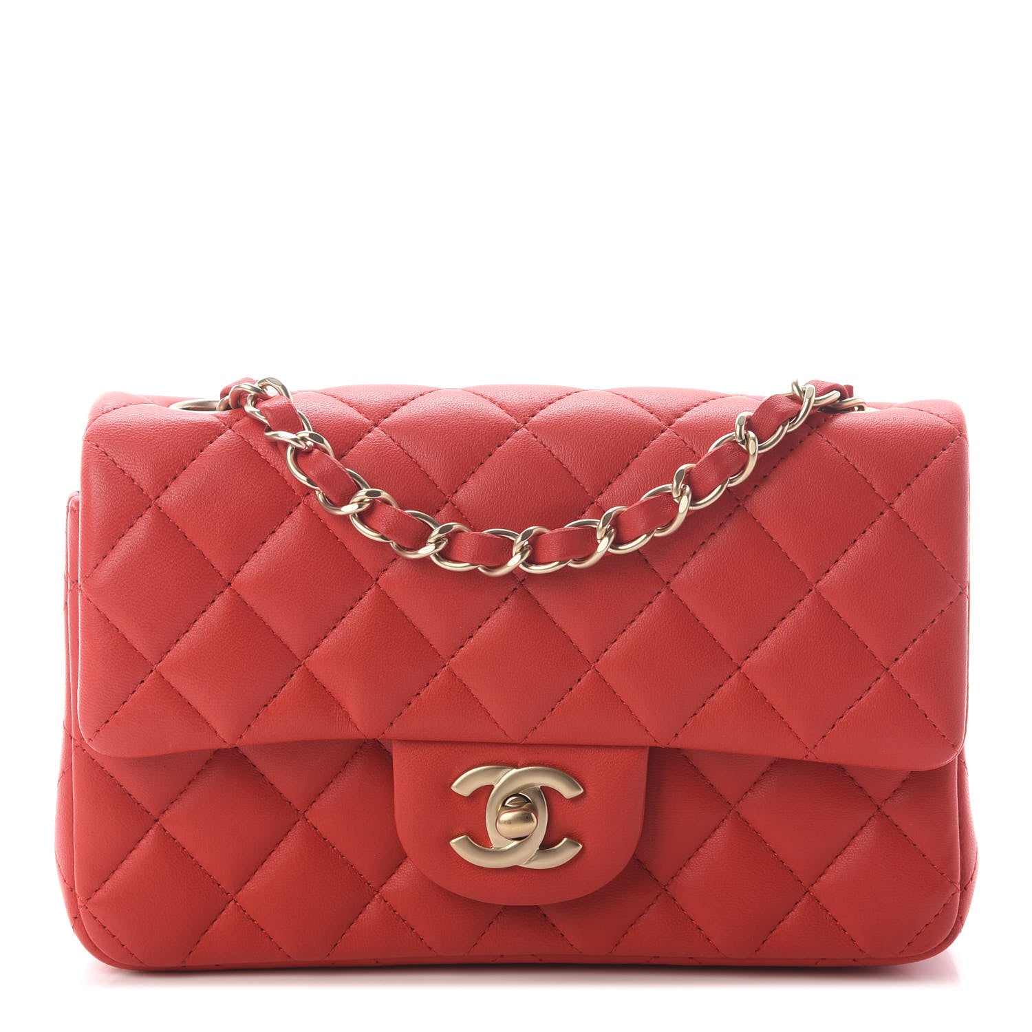 Chanel Lambskin Quilted Mini Rectangular Flap Red 1 of 9