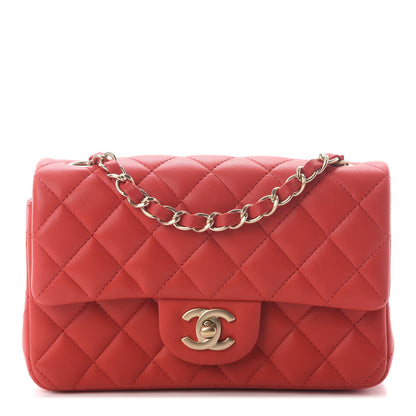 Chanel Lambskin Quilted Mini Rectangular Flap Red 1 of 9