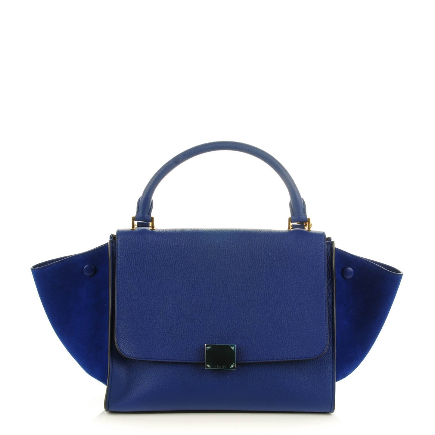 Drummed Calfskin Suede Small Trapeze Indigo