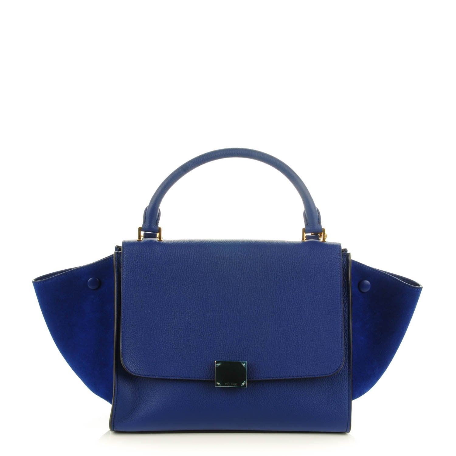 Celine Drummed Calfskin Suede Small Trapeze Indigo 1 of 7