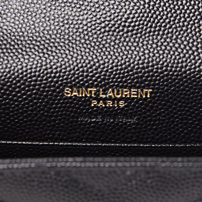 Saint Laurent Grain De Poudre Matelasse Chevron Small Monogram Envelope Wallet Black 6 of 7