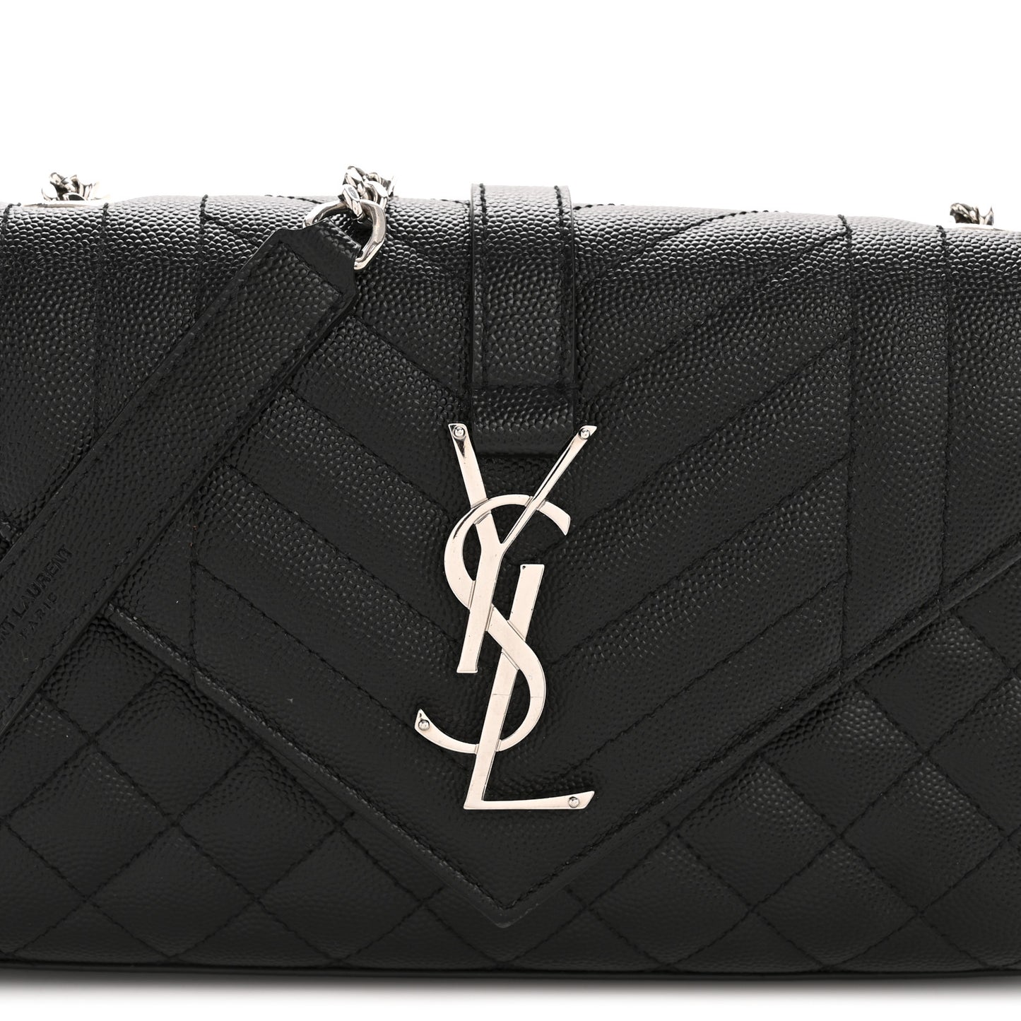 Grain De Poudre Textured Mixed Matelasse Triquilt Small Monogram Satchel Black
