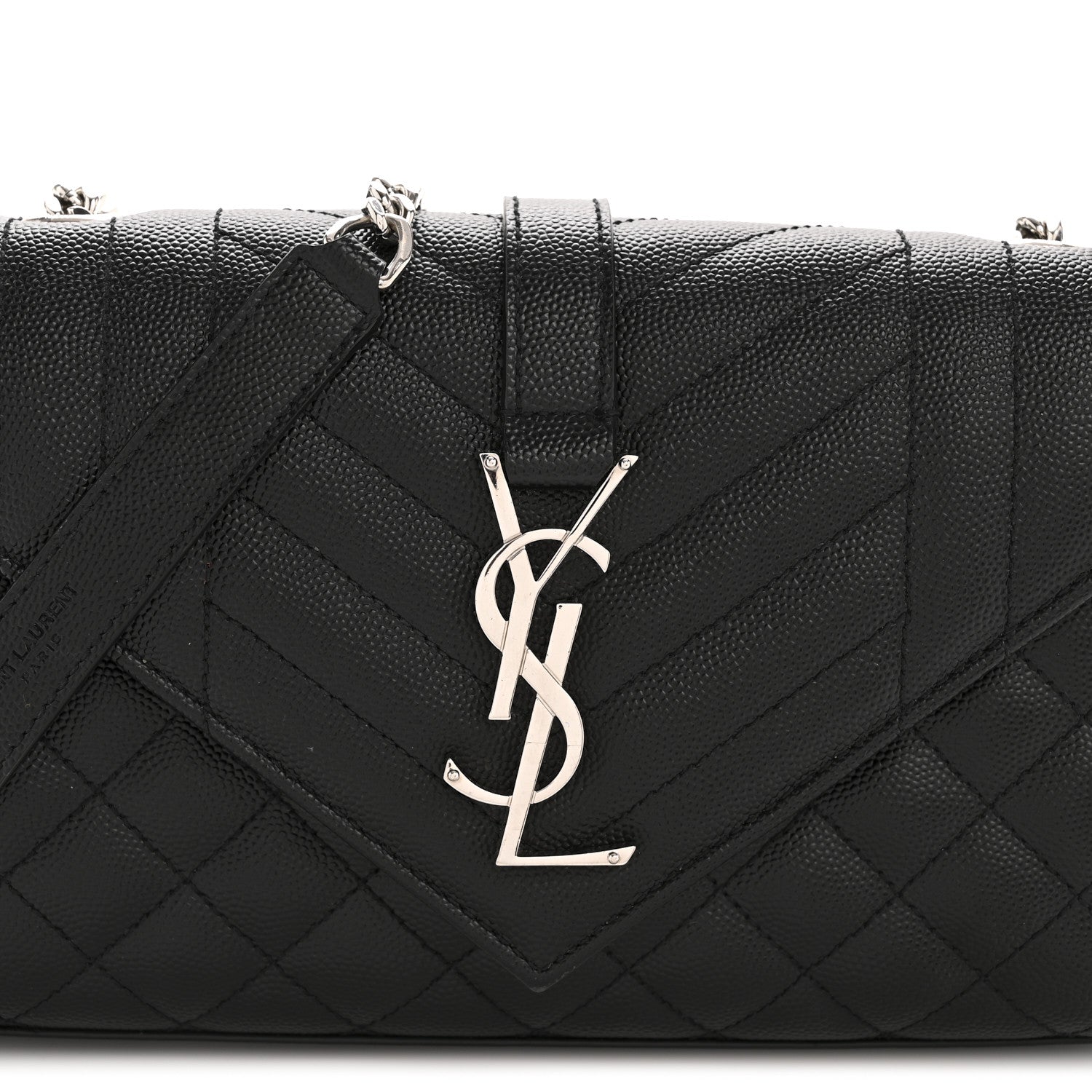 Saint Laurent Grain De Poudre Textured Mixed Matelasse Triquilt Small Monogram Satchel Black 8 of 14