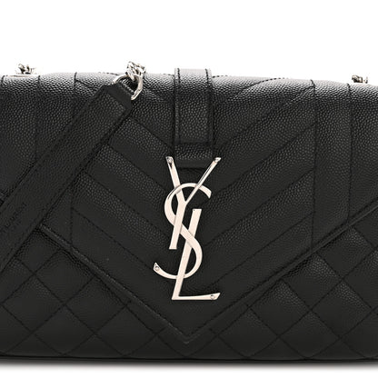 Saint Laurent Grain De Poudre Textured Mixed Matelasse Triquilt Small Monogram Satchel Black 8 of 14