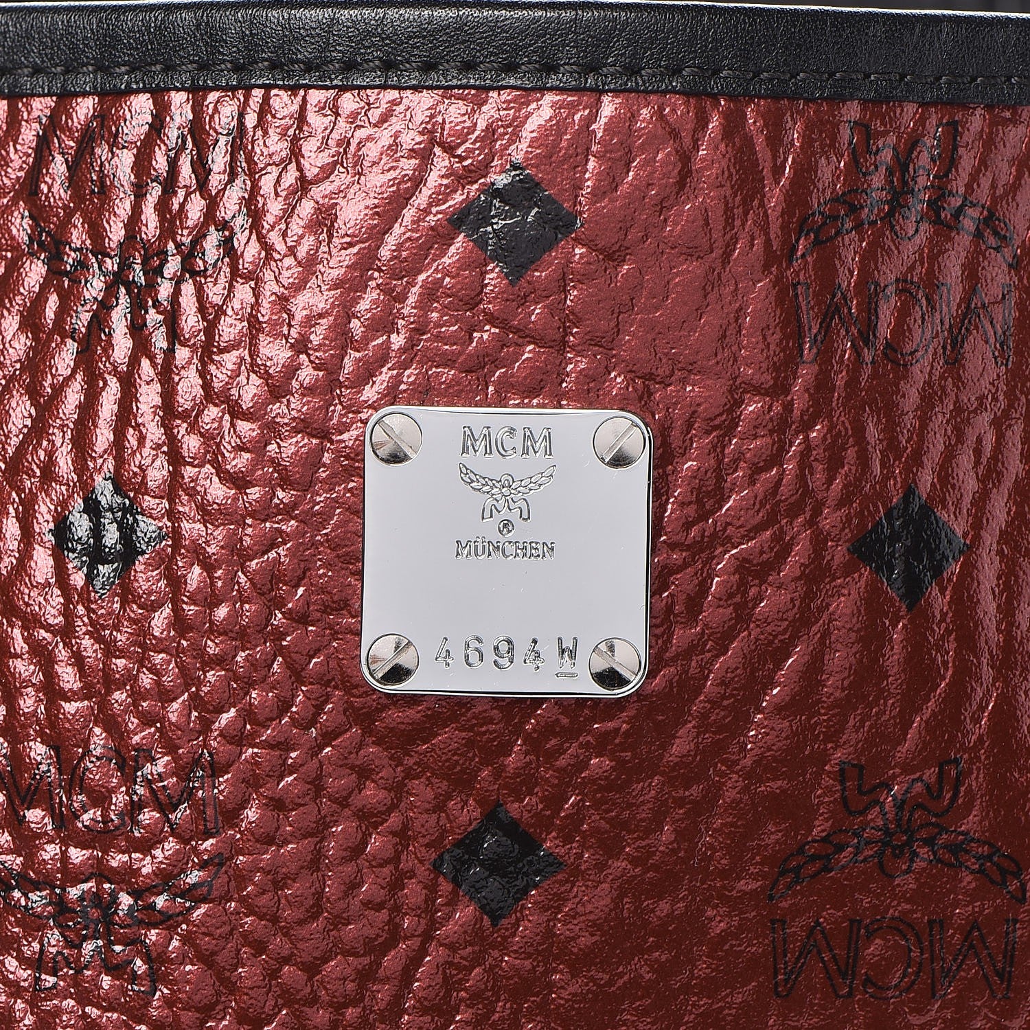 MCM Metallic Visetos Medium Shopper Tote Scooter Red 8 of 10
