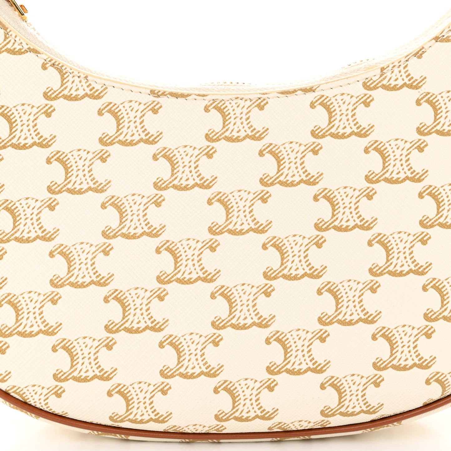 Canvas Calfskin Ava Triomphe Shoulder Bag White