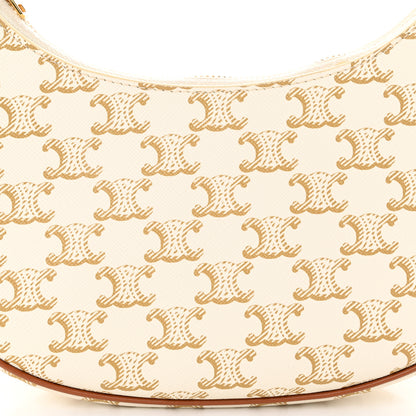 Celine Canvas Calfskin Ava Triomphe Shoulder Bag White 8 of 11
