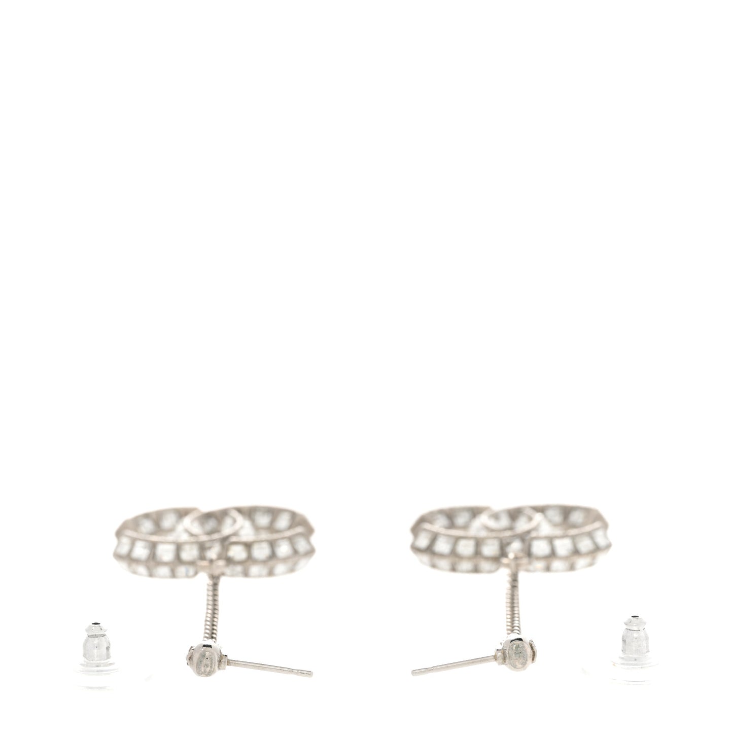 Baguette Crystal CC Drop Earrings Silver