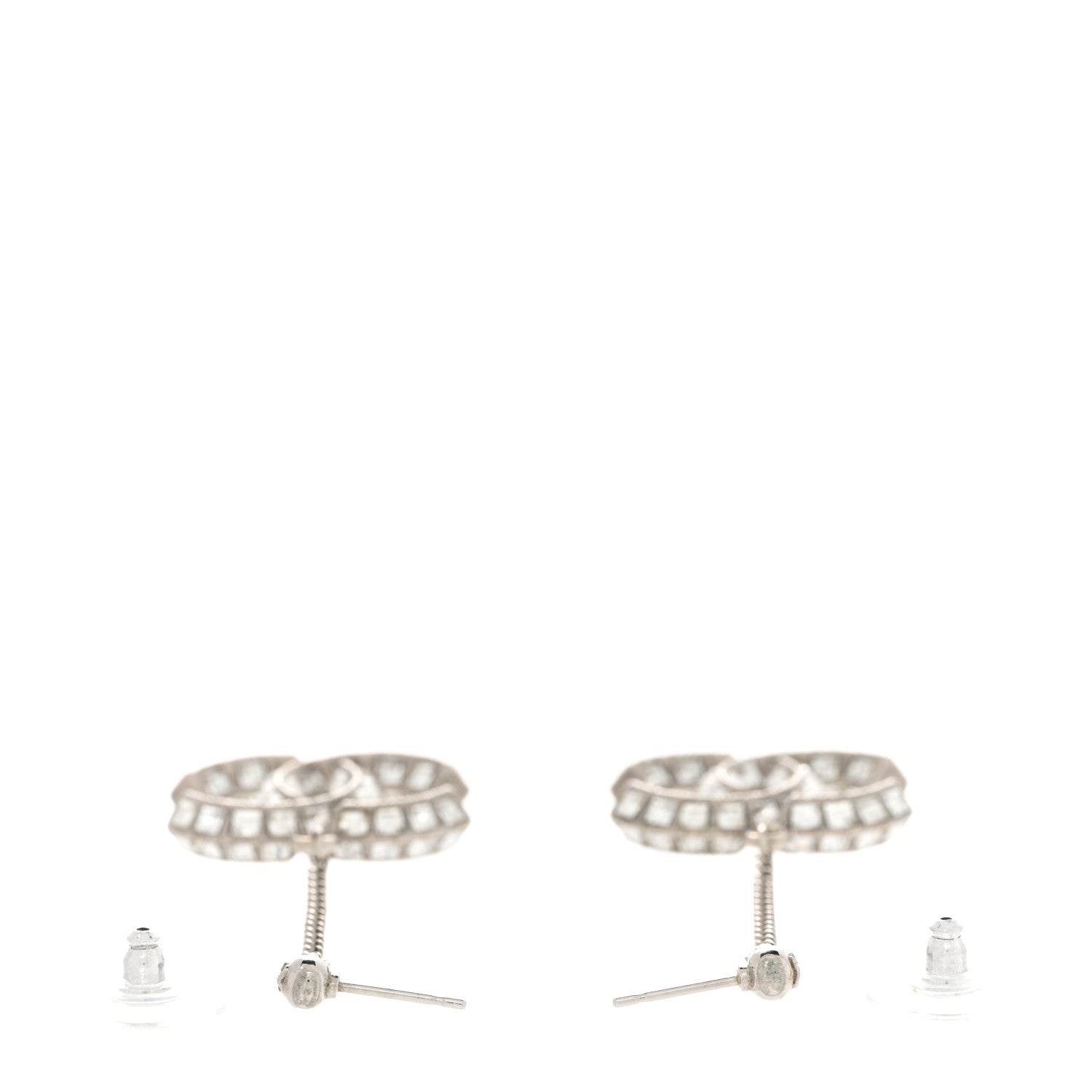 Chanel Baguette Crystal CC Drop Earrings Silver 3 of 4