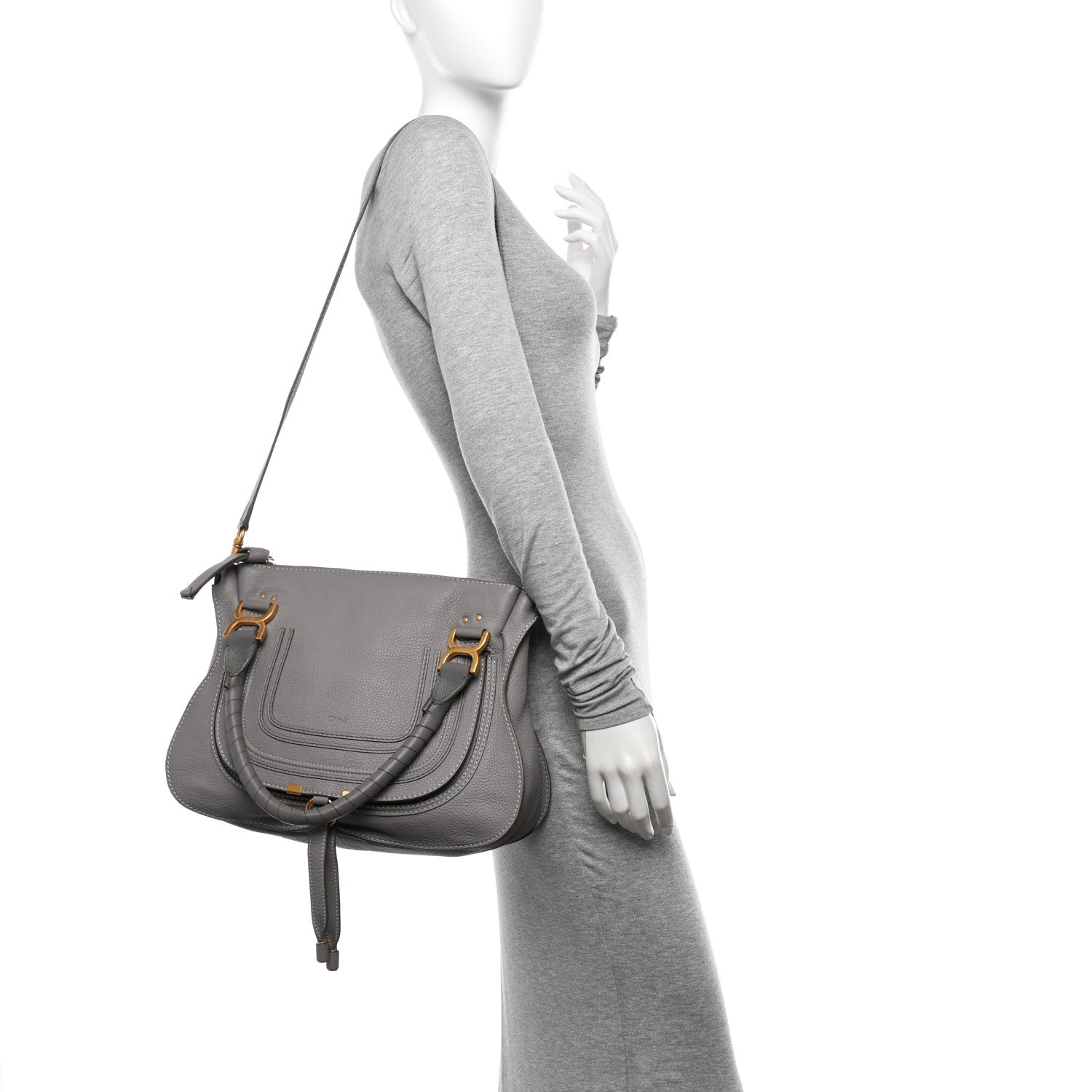 Chloe Calfskin Medium Marcie Satchel Cashmere Grey 2 of 10