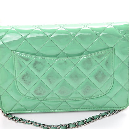 Chanel Patent Quilted Wallet On Chain WOC Green 16 of 18