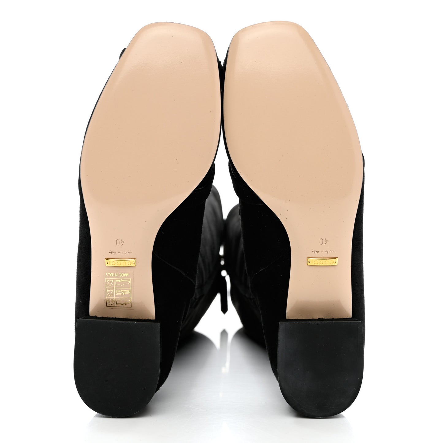 Kid Scamosciato GG Marmont Fringe Knee High Boots 40 Black