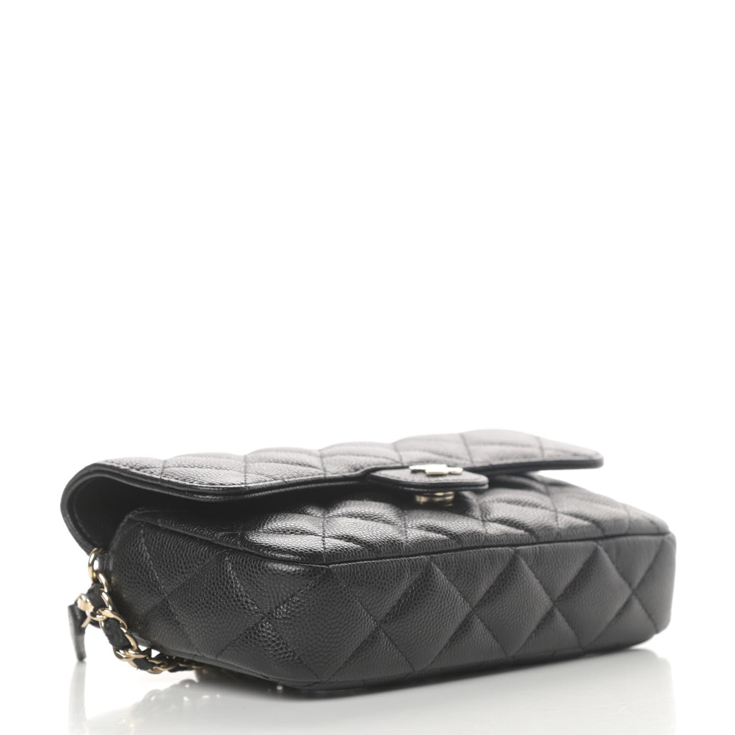 Chanel Caviar Quilted Flap Phone Holder With Chain Black 4 of 13
