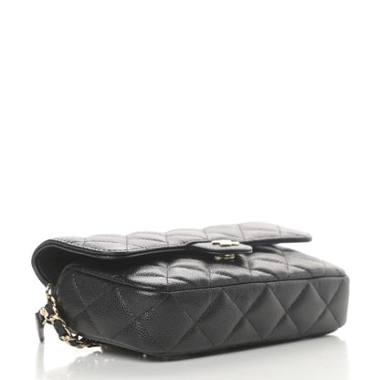 Chanel Caviar Quilted Flap Phone Holder With Chain Black 4 of 13