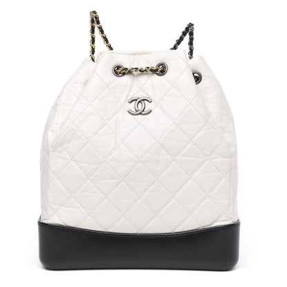 Chanel Aged Calfskin Quilted Gabrielle Backpack Black White 1 of 10