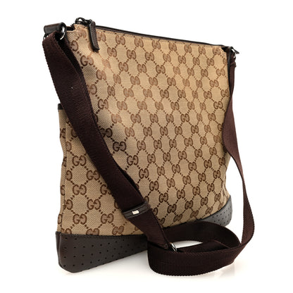 Gucci Monogram Calfskin Perforated Medium Flat Messenger Bag Dark Brown 4 of 11
