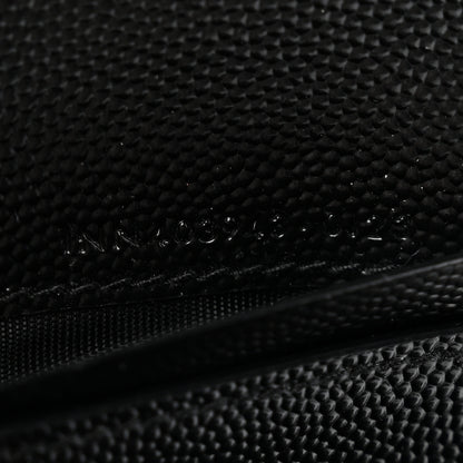Saint Laurent Grain De Poudre Matelasse Chevron Monogram Compact Tri Fold Wallet Black 7 of 9