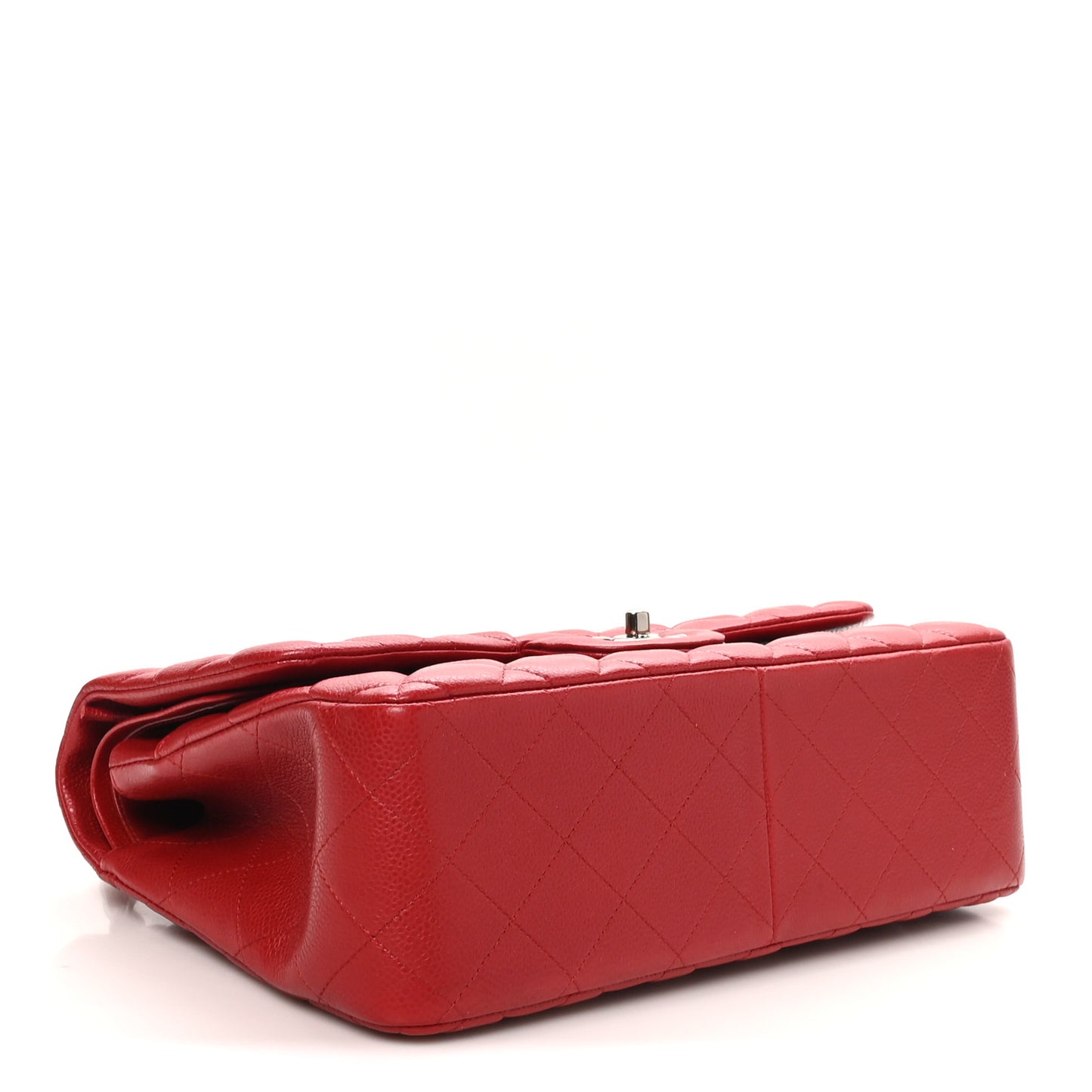 Caviar Quilted Jumbo Double Flap Dark Red
