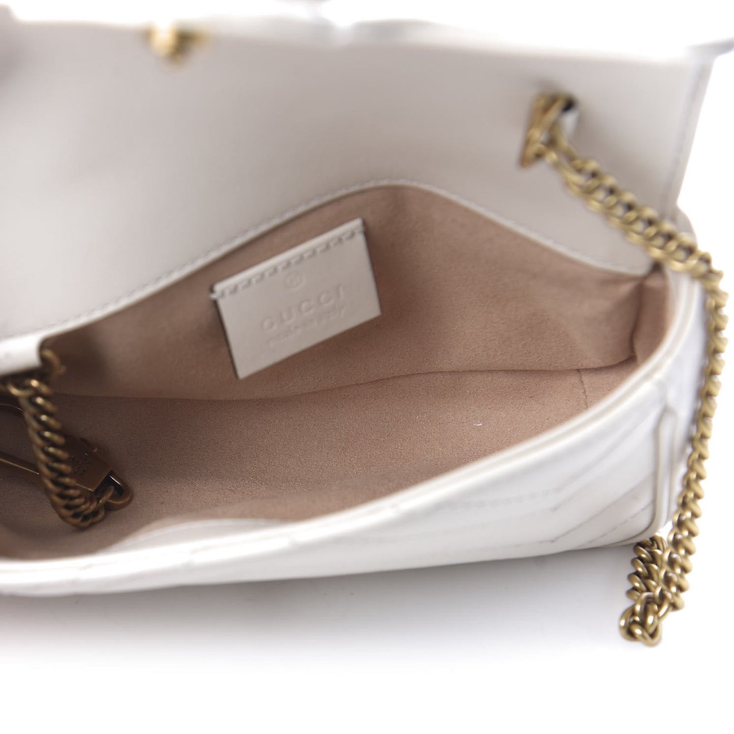 Calfskin Matelasse Super Mini GG Marmont Shoulder Bag White