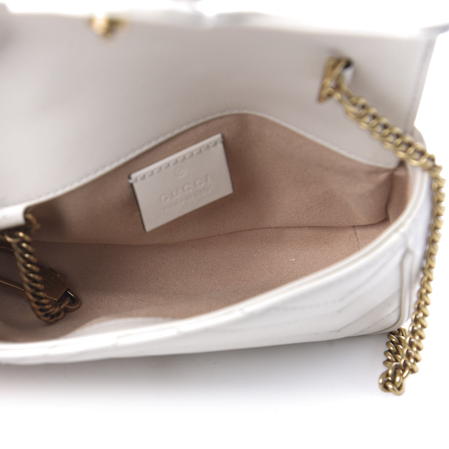Gucci Calfskin Matelasse Super Mini GG Marmont Shoulder Bag White 5 of 11