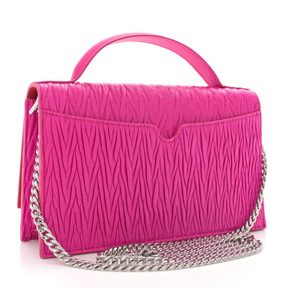Alexander McQueen Lambskin Pleated Skull Medium Chain Crossbody Bag Fuchsia 3 of 13