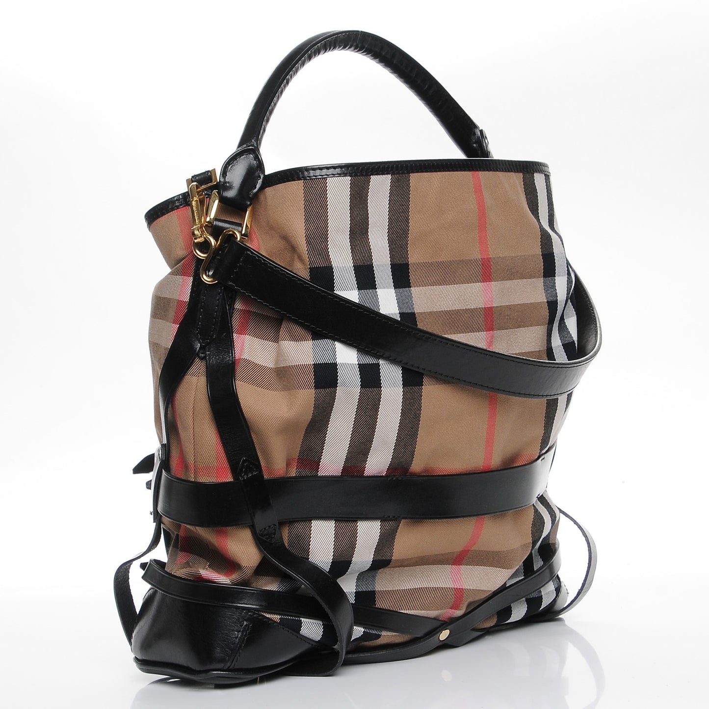 House Check Bridle Calfskin Medium Gosford Hobo Black
