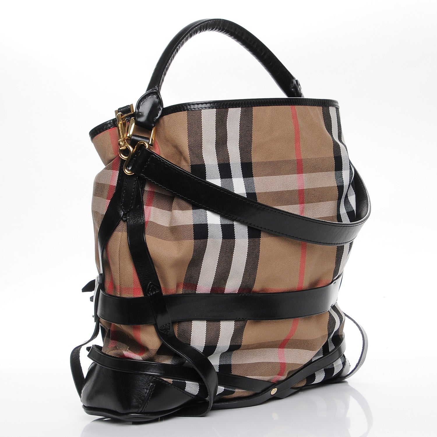 Burberry House Check Bridle Calfskin Medium Gosford Hobo Black 4 of 9
