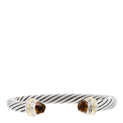 David Yurman Sterling Silver 14K Yellow Gold Citrine 7mm Cable Classics Bracelet 1 of 3