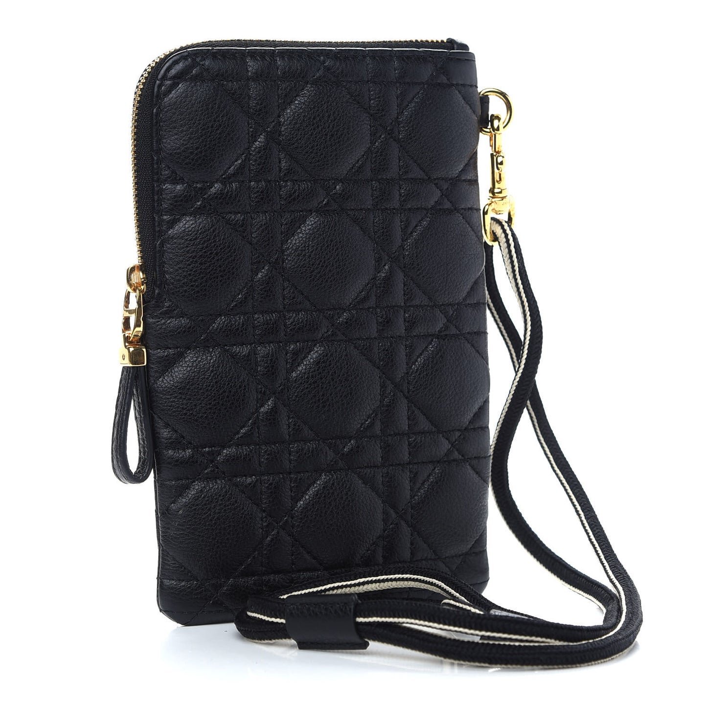 Supple Calfskin Cannage Caro Multifunctional Pouch Black