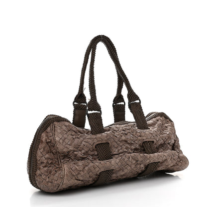 Bottega Veneta Woven Snakeskin Accordion Satchel Brown 3 of 14