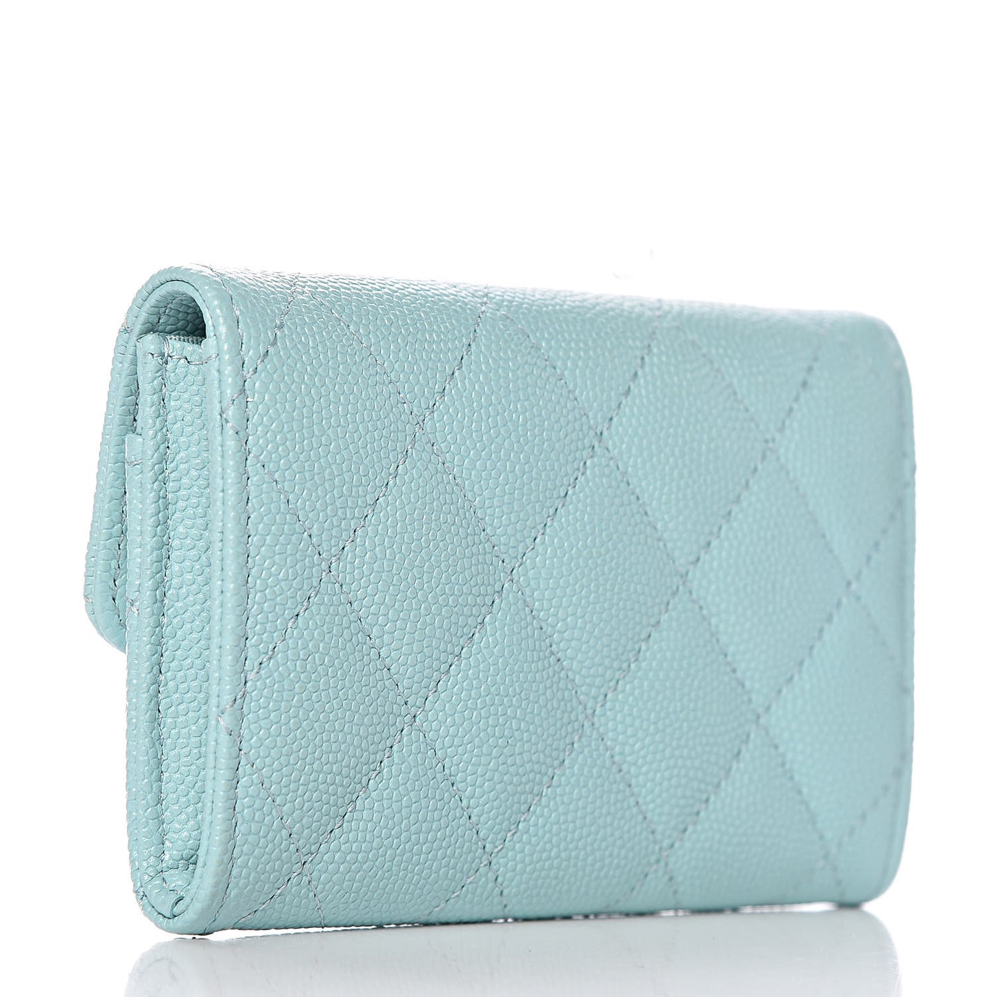 Caviar Quilted Card Holder Light Blue
