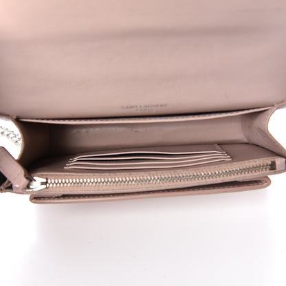 Saint Laurent Calfskin Crocodile Embossed Monogram Sunset Chain Wallet Soft Nude 5 of 12