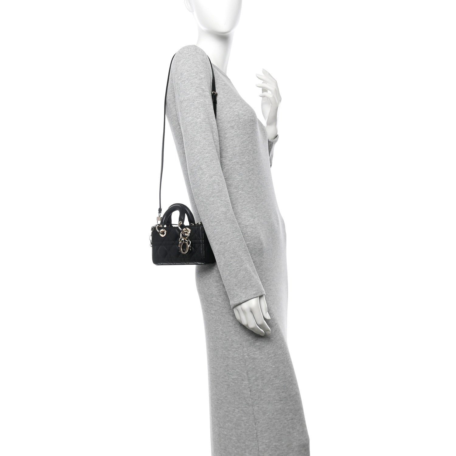 Christian Dior Lambskin Cannage Micro Lady D-Joy Black 2 of 12