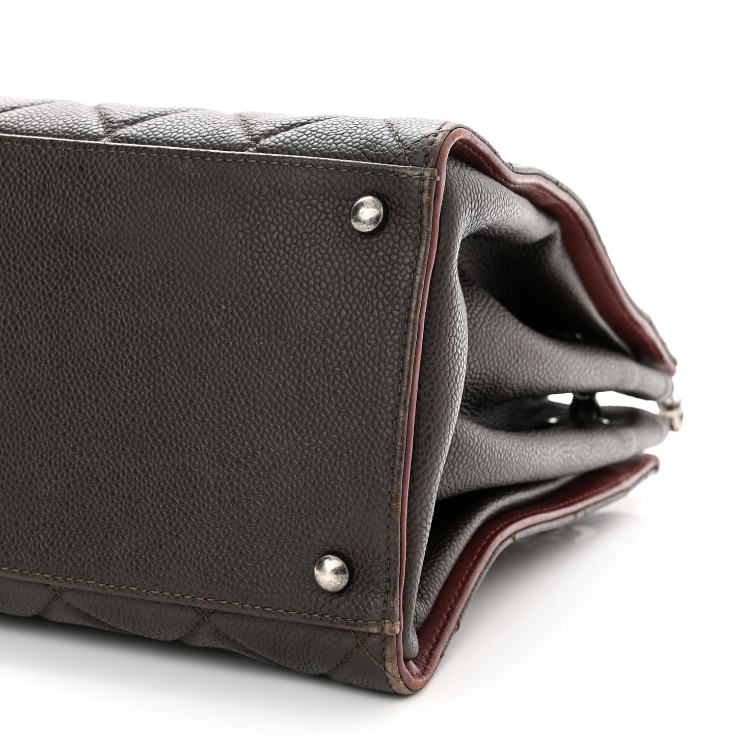 Caviar Quilted Large CC Accordion Shopping Bag Brown