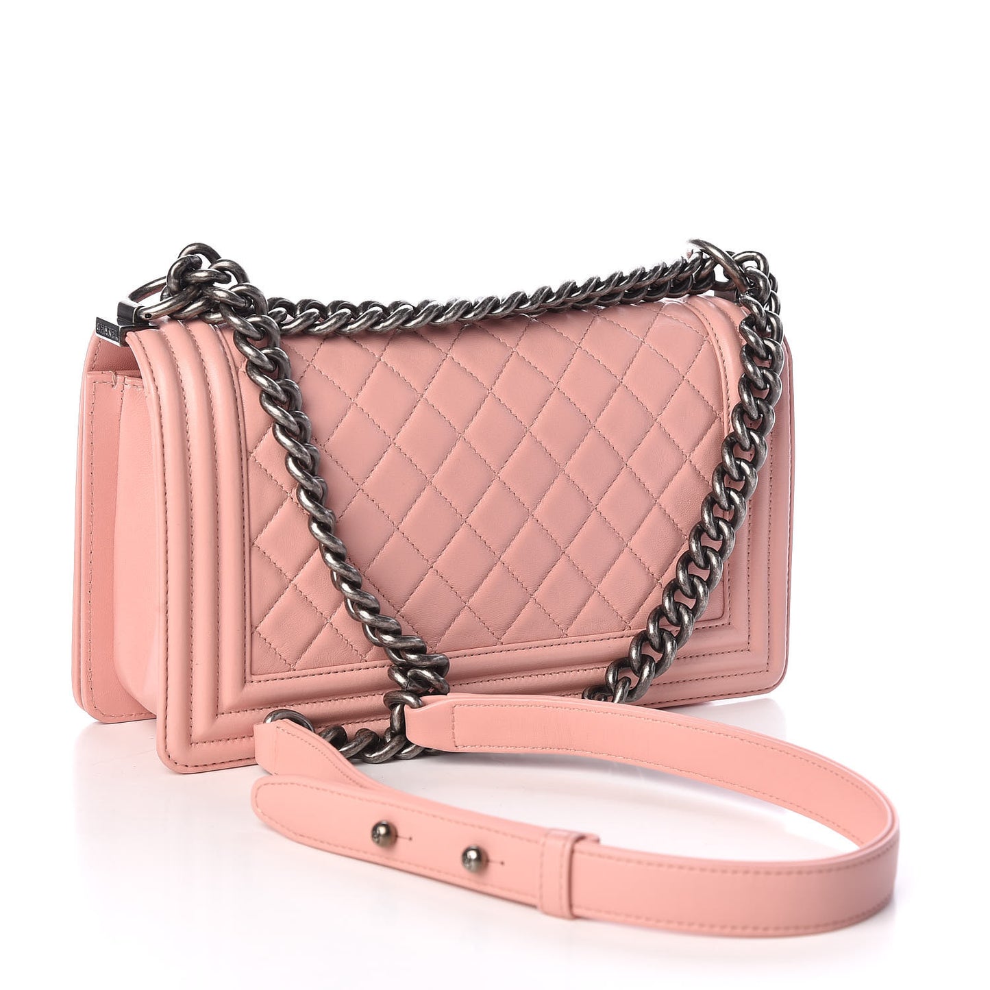 Lambskin Quilted Medium Boy Flap Light Pink