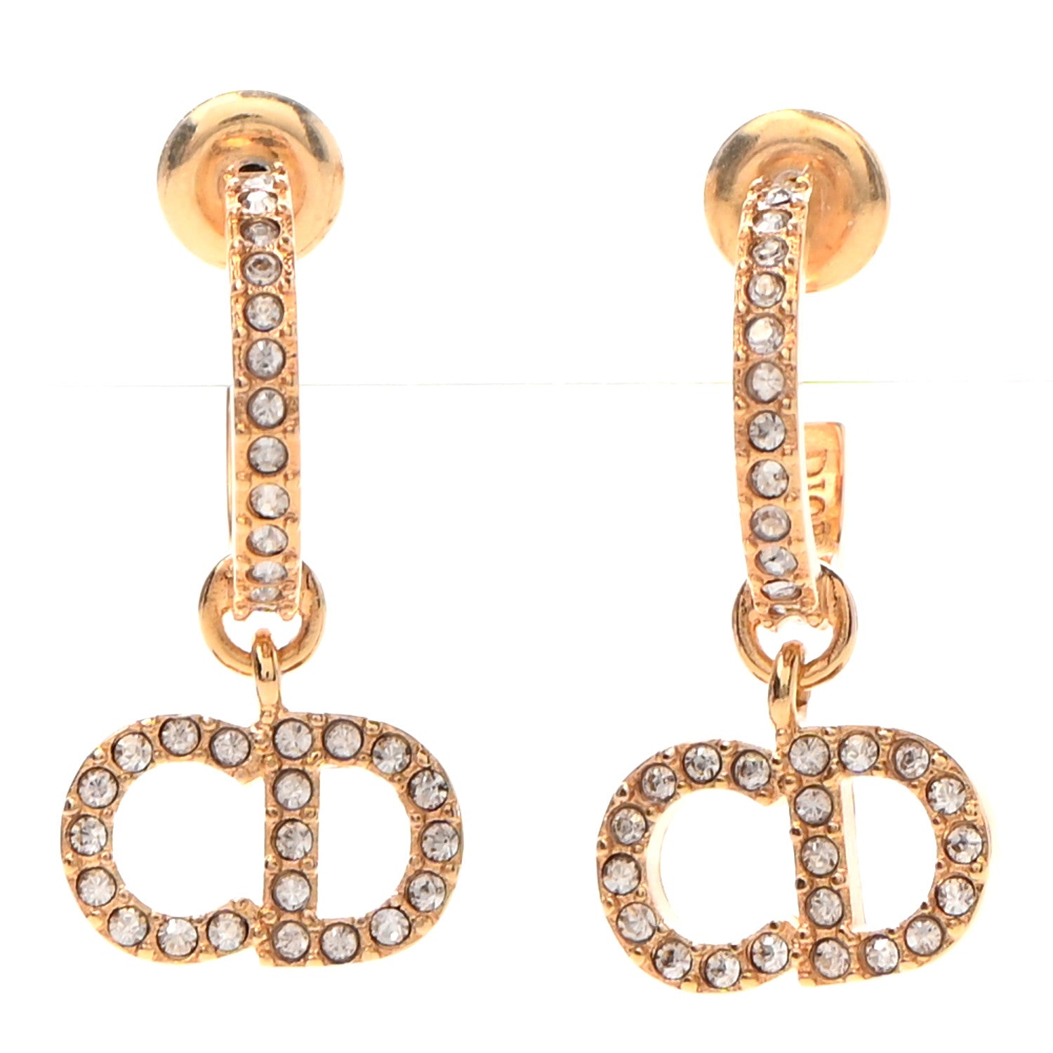 Christian Dior Crystal Clair D Lune Hoop Earrings Gold 1 of 3