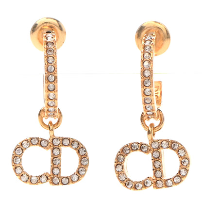 Christian Dior Crystal Clair D Lune Hoop Earrings Gold 1 of 3