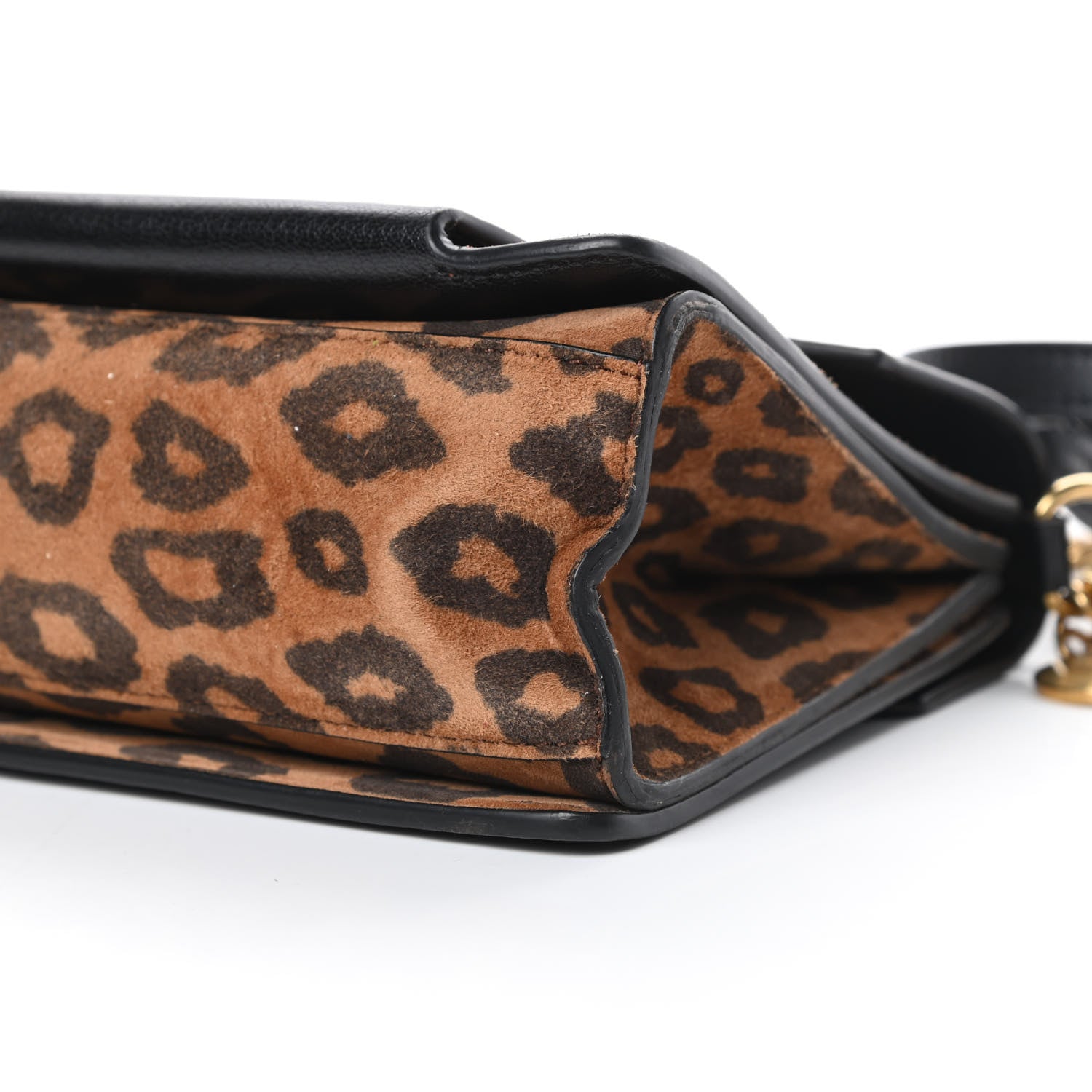 Givenchy Calfskin Suede Leopard Print Small GV3 Shoulder Bag Black Chestnut 9 of 13
