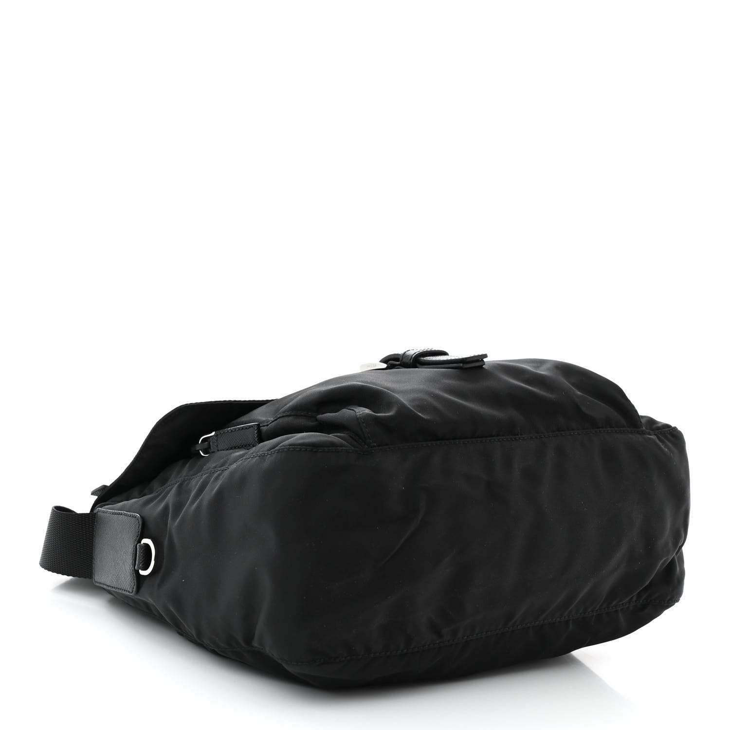 Prada Nylon Vela Saffiano Single Buckle Messenger Shoulder Bag Black 4 of 10