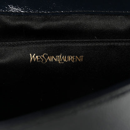 Saint Laurent Textured Patent Calfskin Monogram Large Belle De Jour Clutch Navy 6 of 6